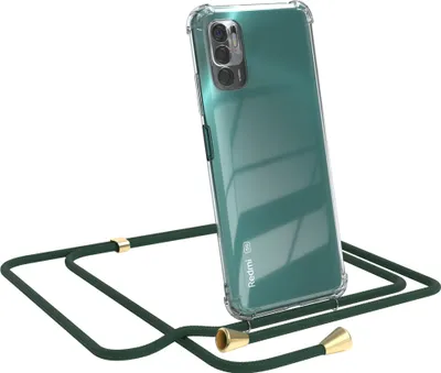 Produktbild von EAZY CASE Handykette kompatibel mit Xiaomi Redmi Note 10 5G, Handyhülle mit Umhängeband, Handykordel, Schutzhülle Clear, Band in Grün