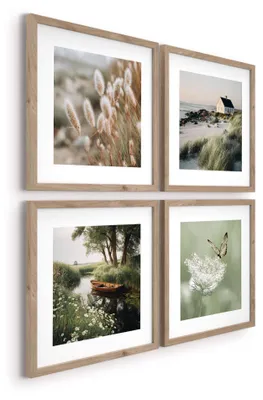 Produktbild von STYLER Wandbild 4er Set 30x30 cm Subtle Nature 1976 Modernpik Bilder Set Natur Wanddeko Wohnzimmer Schlafzimmer Design