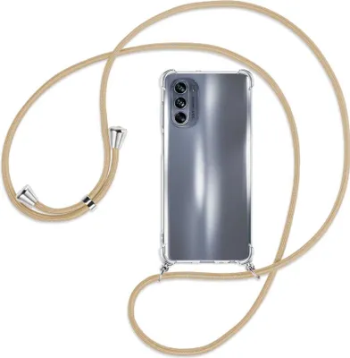 Produktbild von Handykette Backcover-Schutzhülle mit Band (Metall silberfarben) für Motorola Moto G62 5G (6.5'') - caramel