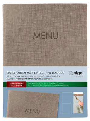 Menümappe A5, beige, Leinenstruktur, abwischbar, strapazierfähig