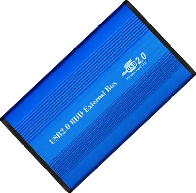 Image de Boîtier USB2.0 à disque dur IDE Boîtier de disque dur IDE 2.5'' Boîtier de disque dur portable Boîtier de disque dur en alliage d'aluminium Bleu (Disque dur non inclus)