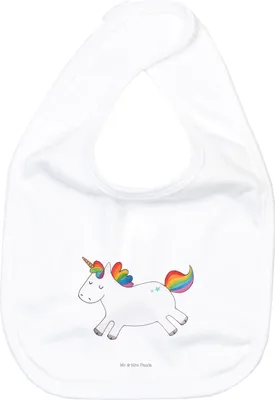 Produktbild von Mr. & Mrs. Panda Lätzchen Einhorn Happy - Weiß - Geschenk, Lachen, Witzig, Sabberlätzchen, Für Babys, Spaß, Unicorn, Schlabberlätzchen, Schlabberlatz, Einhörner