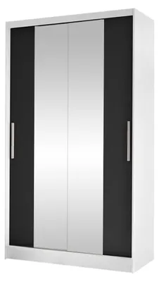 Produktbild von MIRJAN24 Schiebetürenschrank Costa II, Kleiderschrank, Stilvoll Schlafzimmer Garderobenschrank (Farbe: Weiß / Schwarz)