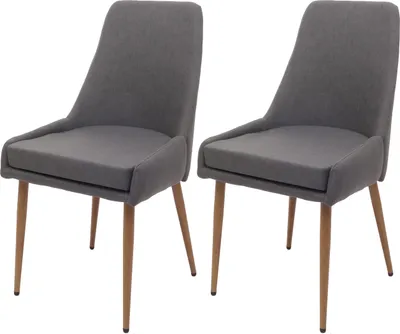 Image de lot de 2 chaises de salle à manger HWC-O27, chaise de cuisine chaise rembourrée, tissu/textile (280g/m²) métal ~ gris foncé