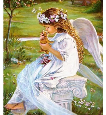 Produktbild von NORIMPEX Diamantov kleiner Engel mit Katze 30x40cm