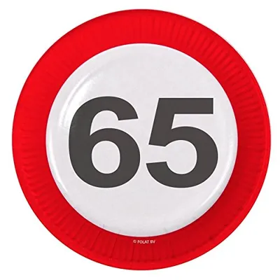 Produktbild von 65. Geburtstag Verkehrsschild 8 Teller