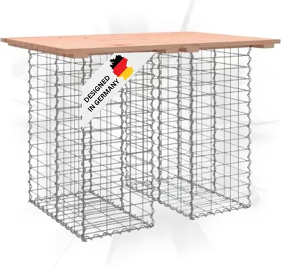 Produktbild von DELUKE® Gartenbank Gabionen TELLE aus Stahl | 100x70x72cm Massivholz Douglasie, 30cm Gabionenbreite | Gabionenbank Gartentisch aus Gabionen Steinkorb Gabionengitter Ziergabione Drahtkorb befüllbar