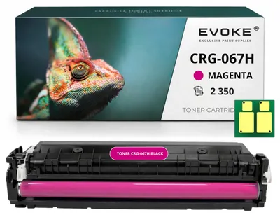 Image de Cartouche de toner compatible Evoke pour l'imprimante Canon CRG-067H, CRG067HM / W2213X, couleur magenta, rendement de 2350 pages, compatible avec les modèles i-SENSYS LBP631, LBP633, MF655
