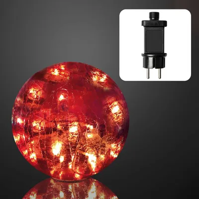 Produktbild von Glaskugel LED rot Deko Rissoptik 24 LED´s Outdoor IP44 Beleuchtung Garten Party
