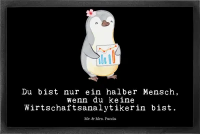 Produktbild von Mr. & Mrs. Panda Schmutzmatte Wirtschaftsanalytikerin Herz 50 x 75 cm - Schwarz - Geschenk, fußmatte, Türvorleger, Fussmatte, Türmatte, Schmutzfangmatte