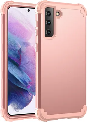 Produktbild von Galaxy S21 5G Hülle, 3 in 1 Hybrid PC TPU Stossfest Robust Schutzhülle für Samsung Galaxy S21 5G Roségold