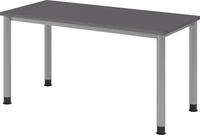 Produktbild von bümö Schreibtisch Serie-H (Mini) - Gestell: Silber, Nachbildung: Graphit, Größe:  140 x 67,2 cm