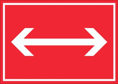 Produktbild von Richtungspfeil rechts und links Aufkleber waagerecht weiss rot Pfeil A6 (105x148mm)