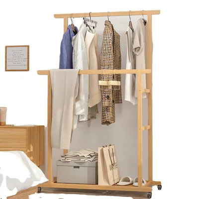 Produktbild von Kleiderständer, Bambusmaterial, modernes Design, Gelb