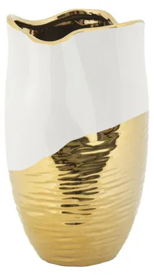 Obrázok produktu pre Biela a zlatá keramická váza Lux, 20 x 35 cm