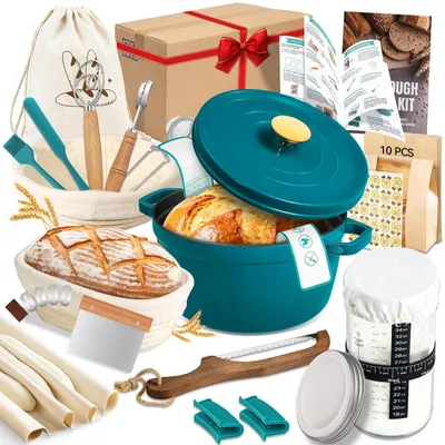 Image de Solidchoice - Ensemble complet pour la confection de pain au levain, avec une cocotte en fonte