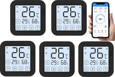 Produktbild von 5X Tuya Smart Wifi IR Klimaanlage Controller LCD Thermometer Hygrometer App Control Genaue Temperatur Feuchtigkeitsmonitor Kompatibel mit Alexa Google Home fuer Mini Split Portable AC