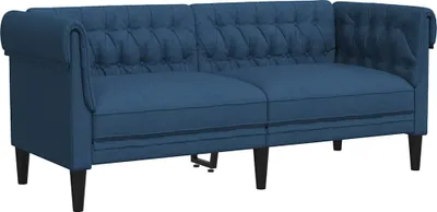 Image de vidaXL Canapé Chesterfield 2 places bleu tissu