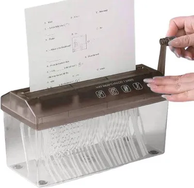 Produktbild von Famanu Papierschredder Handbetrieben Datenschutzschutz - 12,8 x 16,4 x 12,8 cm, Schwarz