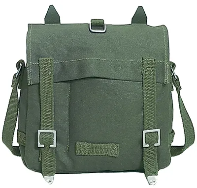Produktbild von Olivfarbene Baumwoll-Tasche im BW Brotbeutel-Stil, 23x30x8 cm, Gürtelschlaufe, verstellbarer Schulterriemen