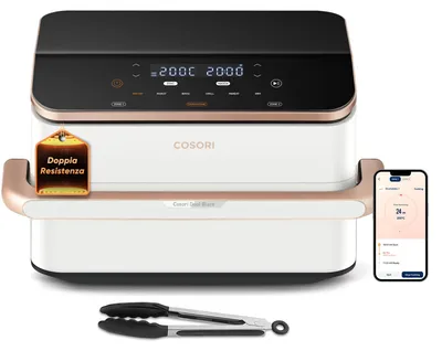 Immagine prodotto di Cosori FRIGGITRICE AD ARIA Dual Blaze Twinfry™ Chef Edition, 10 Litri, 7 in 1, Doppia Resistenza, Doppio Cestello 5L&5L e Separatore Rimovibile, 2800W,WiFi, 40-240℃