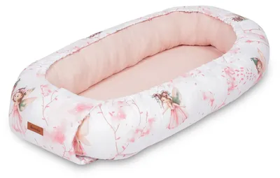 Sensillo Musselin-Babynest 80 × 45 cm, Feenmuster, rosa, ab Geburt