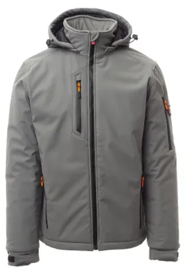 Produktbild von Mivaro Herren Winterjacke in Grau - Softshelljacke mit abnehmbarer Kapuze - gefütterte Jacke - wasserdicht und winddicht, Stehkragen, Regular Fit, Größen S bis 5XL