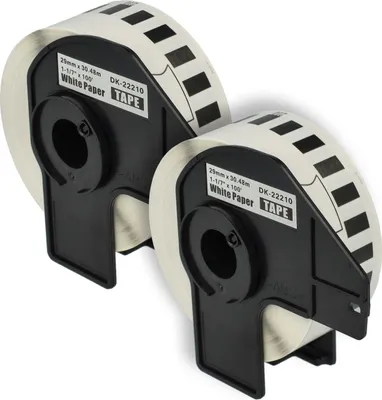 Produktbild von vhbw 2x Rolle mit Halter 29mm x 30,48m (1 Etikette) kompatibel mit Brother PT QL-710W, QL-720, QL-580N, QL-650, QL650TD, QL-700, QL-710 Drucker Weiß