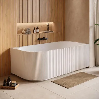 Produktbild von Badplaats Eck Badewanne Havana 170 x 80 x 58 cm Weiß Hochglanz - Halb Freistehende Badewanne aus Acryl - Links