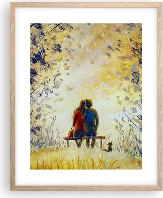 Produktbild von Gerahmtes Poster - Rahmen in heller Eiche - Liebhaber auf Bank - 40x50 cm - Wand Bild - Wanddeko - Wandbilder - Kunstposter - Wandposter - Bilderrahmen - Bilder - Kunstdruck - P2NPA40x50-4578