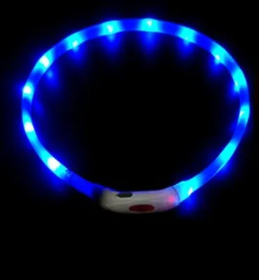 Produktbild von LED Hundehalsband Leuchtring – Leuchthalsband Hund für Sichtbarkeit & Sicherheit bei Dunkelheit blau - Größe M