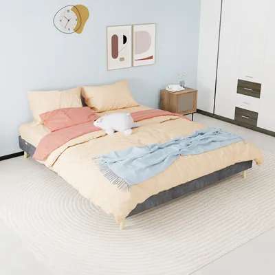 Produktbild von Zerbaco Polsterbett Doppelbett 160x200 cm grau mit Bettkasten Stauraumbett modernes Bettgestell ohne Matratze