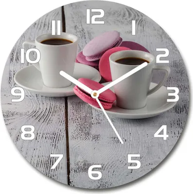 Produktbild von Wanduhr aus Glas 30fi Glasbild Glasuhr Gehärtetes Glas - weisse-zeiger - Coffee and cookies
