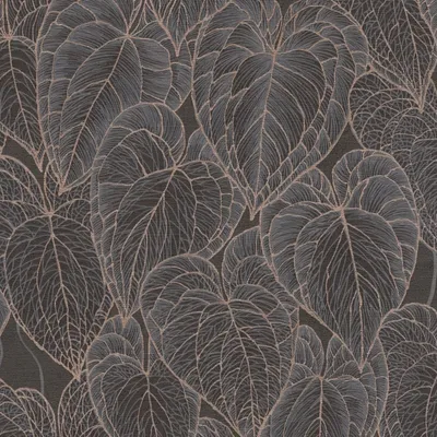 Produktbild von Blätter-Tapete Dunkelbraun Kupfer - Vliestapete mit Blattmuster - Mustertapete elegant livingwalls (KG-174628)
