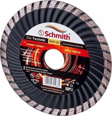 Zdjęcie produktu dla SCHMITH diamentowa tarcza tnąca 125 mm płytki beton kamień beton uniwersalna tarcza diamentowa turbo