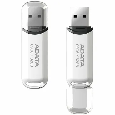 Produktbild von ADATA 32GB C906, 32 GB, USB Typ-A, 2.0, Kappe, 9 g, Weiß