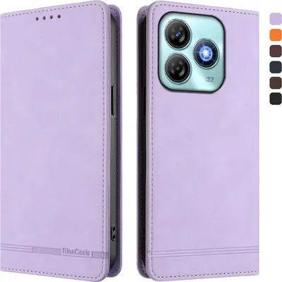 Image de Etui pour ZTE Blade A75 4G, étui rétro en cuirPolyuréthaneavec support et fentes pour cartes de crédit Violet