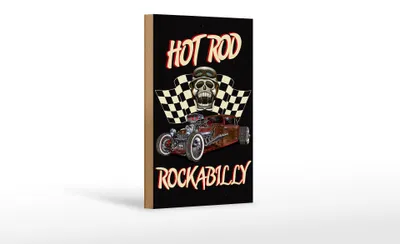Produktbild von Holzschild Auto 12x18cm hot rod rockabilly