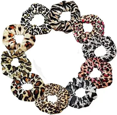 Produktbild von Haargummi Scrunchie Leopard Haargummis Samt 10Pcs Elastisches Haarband Pferdeschwanz Halter Bunte Pferdeschwanz-Haarschmuck Stoff Haargummi Scrunchie für Frauen Und Mädchen Haarschmuck