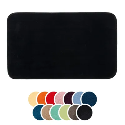 Produktbild von liebling Badteppich, 100% Polyester, mit Anti-Rutsch Beschichtung, saugstark, Serie Santos, 50 x 70 cm, 1500 g/m², bei 30 Grad waschbar, schwarz