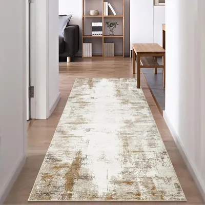 Zdjęcie produktu dla Chodnik 80 x 200 cm, beżowy i brązowy, antypoślizgowy, do przedpokoju