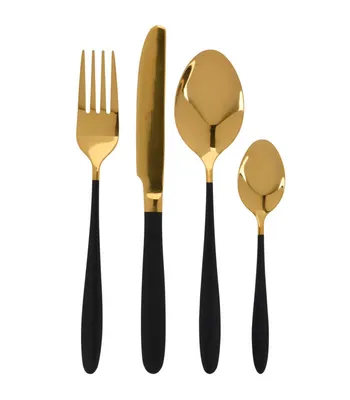 Produktbild von Excellent Houseware 16dílná sada příborů černá zlatá nerezová ocel 6,2x15,2x24,0 cm