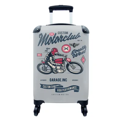 Produktbild von MuchoWow® Koffer Handgepäck Trolley Rollkoffer Kleine Reisekoffer mit 4 Rollen - Motorrad - Kleidung - Retro - Cabin Size < 55x40x23 cm & 55x40x20 cm - Fotokoffer - Kabinenkoffer - Boardgepäck - Reise-Box - Reisekoffer - Reisegepäck - Koffer mit Bild - Trolley für Kinder