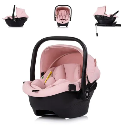 Produktbild von Chipolino Set Babyschale Pearl i-Size (40-85cm) Isofix-Basis-Station Adapter rosa