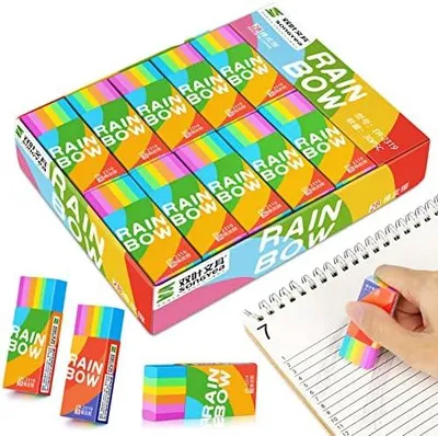 Produktbild von 2B Radiergummi, 30 Stück Regenbogen Radierer, Kinder Weich Mini-Radierer Set für Schulen, Skizzen, Büro und Zeichen