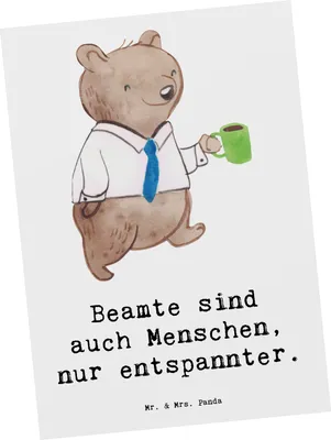 Produktbild von Mr. & Mrs. Panda Postkarte Beamtin Entspannt - Weiß - Geschenk, Jubiläum, Berufsgestaltung, Fotokarte, Beruf, Berufspassion, Ansichtskarte, Grußkarte, Menschen