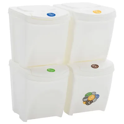 Produktbild von vidaXL Stapelbare Mülleimer 4 Stk. Weiß 100 L Polypropylen