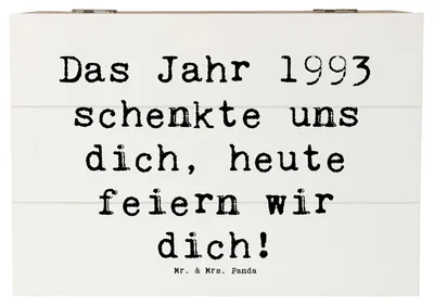 Produktbild von Mr. & Mrs. Panda Box Spruch 1993 Geburtstag 22 x 15 cm - Weiß - Geschenk, handgefertigt, fotobox, Geschenkbox, Geburtstagsspruch, besondere Momente, Glückwunsch, Kiste