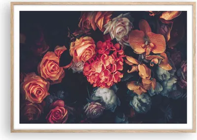 Produktbild von Gerahmtes Poster - Rahmen in heller Eiche - Blumenstrauß Blumen Rosen - 100x70 cm - Wand Bild - Wanddeko - Wandbilder - Kunstposter - Wandposter - Bilderrahmen - Bilder - Kunstdruck - P2NAA100x70-5002