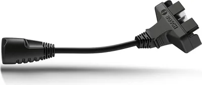 Produktbild von Bosch Ladeadapter Schwarz, 175mm, 101g. Für Classic+ PowerPacks mit Active/Performance E-Bike Ladegeräten. Eckiger & ovaler Stecker. Auf 4A gedrosselt.